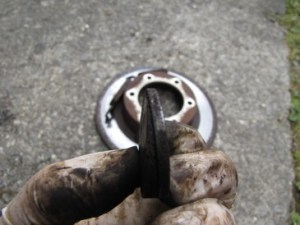 badly fitted handbrake pad