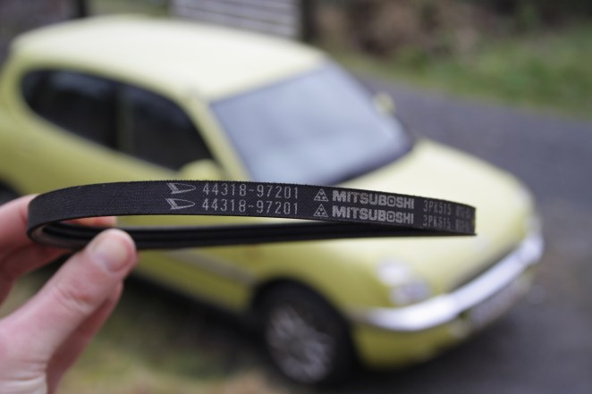 Power steering belt removed